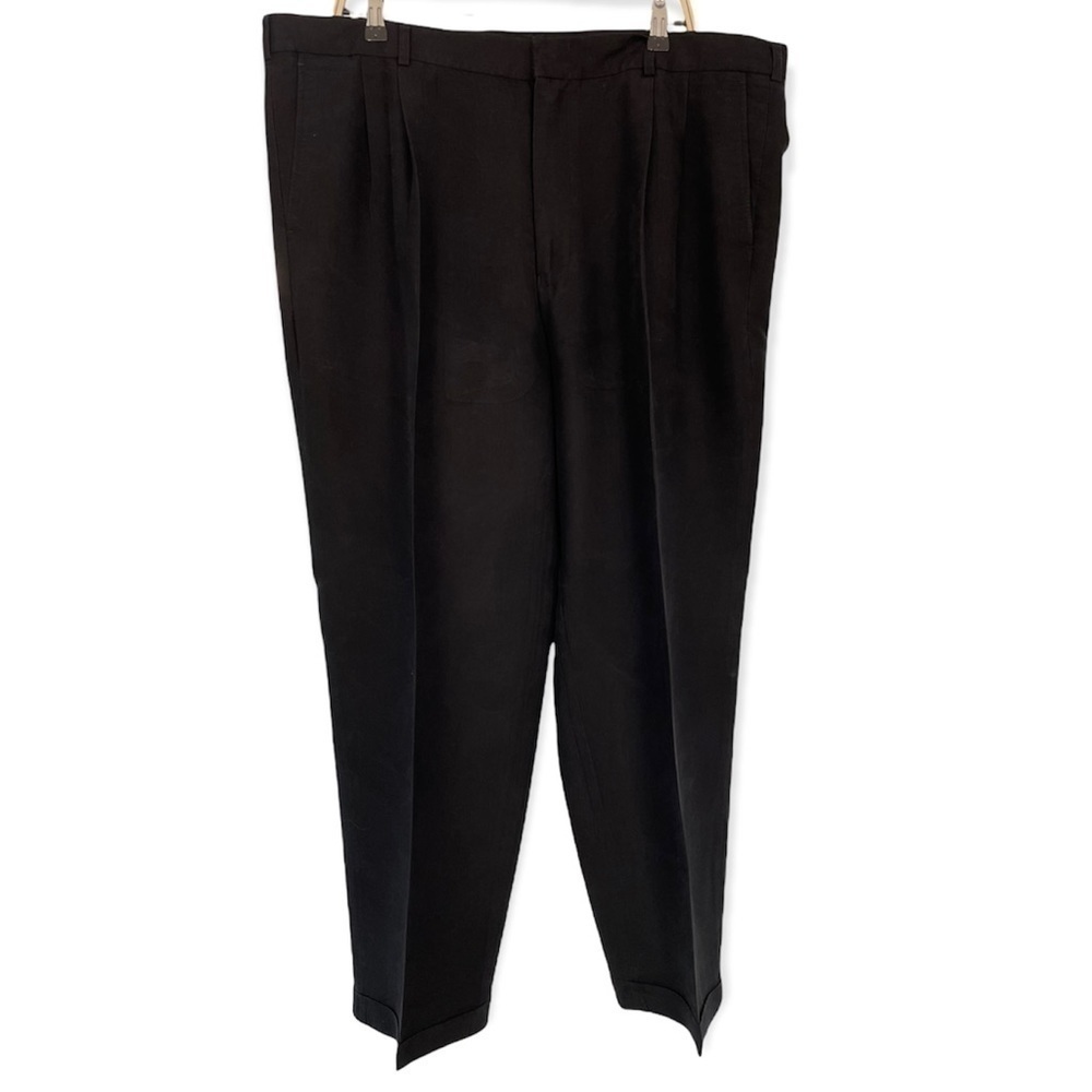 Perry Ellis Portfolio Pleated Black Slacks w/Cuff, 42x29, Medium Weight‌
